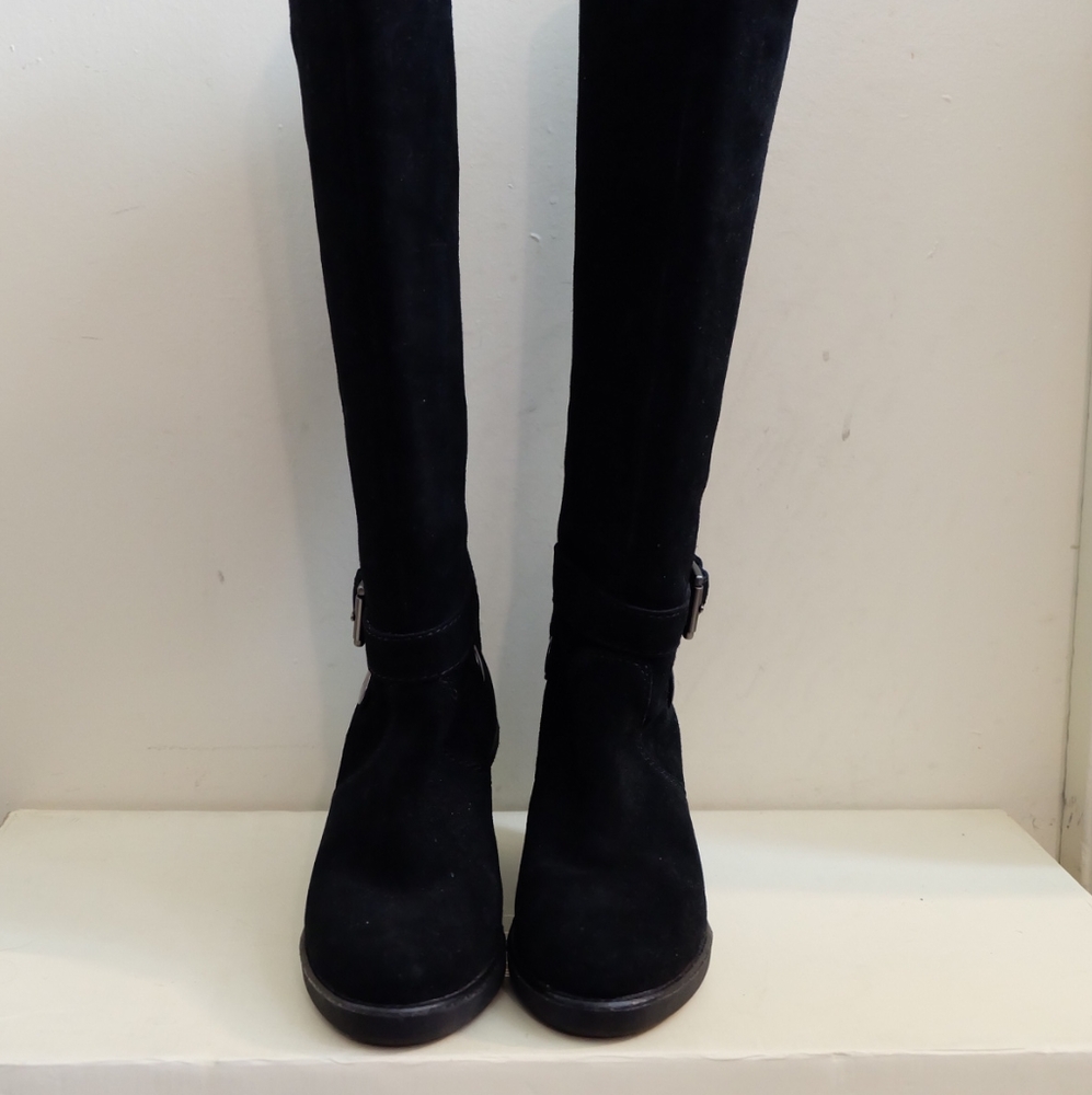 Coach Knee High Boots Black Suede